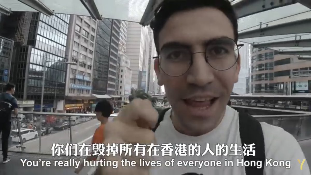 YChina usually offers funny, apolitical videos featuring mandarin-speaking expats who contemplate latest trends & daily life inside China. Except this week it published 4 videos showing “devastations” of the HK protests. Channel founder Raz Gal-or took an “extensive” tour of hk