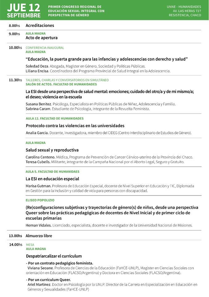 HumanidadesUNNE's tweet photo. #CongresoESI
Compartimos el #ProgramaDefinitivo de los días de actividades del 1er Congreso Regional de ESI - NEA que tendrá lugar en nuestra #Facultad el jueves 12 y viernes 13. https://t.co/MLfaUYxETl