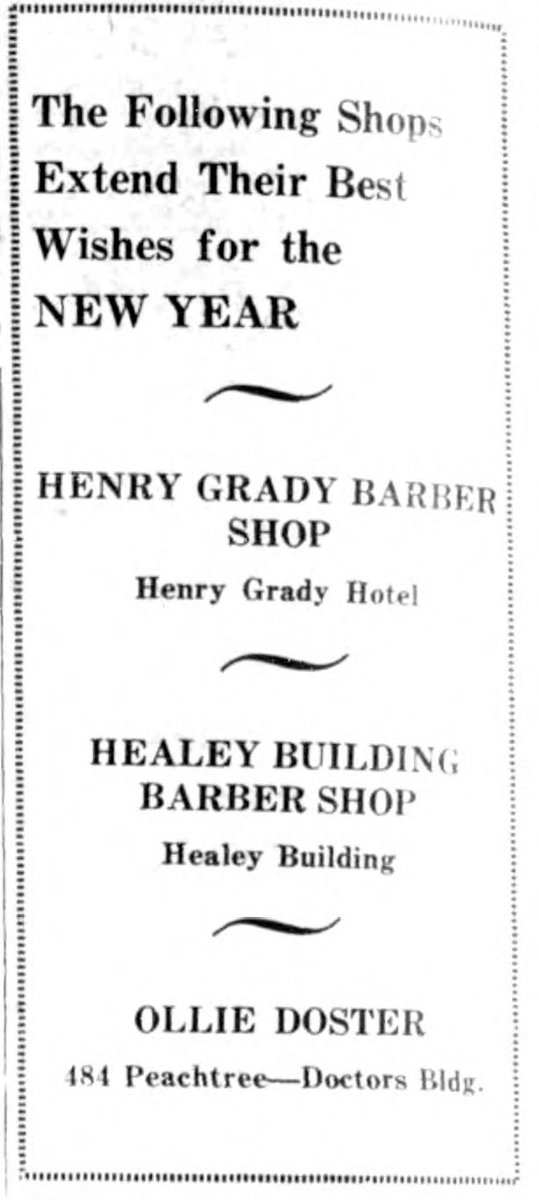 healey100yrs's tweet photo. Vintage Healey: Vintage ads placed by the Healey Barber Shop. All three appeared in the Southern Israelite, where businesses frequently took out ads with well wishes for Jewish holidays. Meanwhile the Healey has THREE hair salons today! #DowntownAtlanta @downtownatlanta https://t.co/FLeN1yJKLz