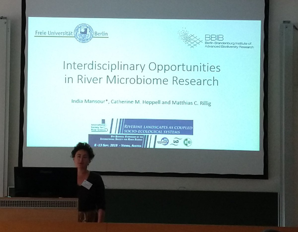 SMART_emjd's tweet photo. What role do microbial communities play in river systems? SMART alumnus Dr. India Mansour @indimansour presents to us her take on the potential of river microbiome research for interdisciplinary river science and management #isrs2019 @ISRS2019 @BOKUvienna #riverscience #smartphd https://t.co/WoSItNO1d6