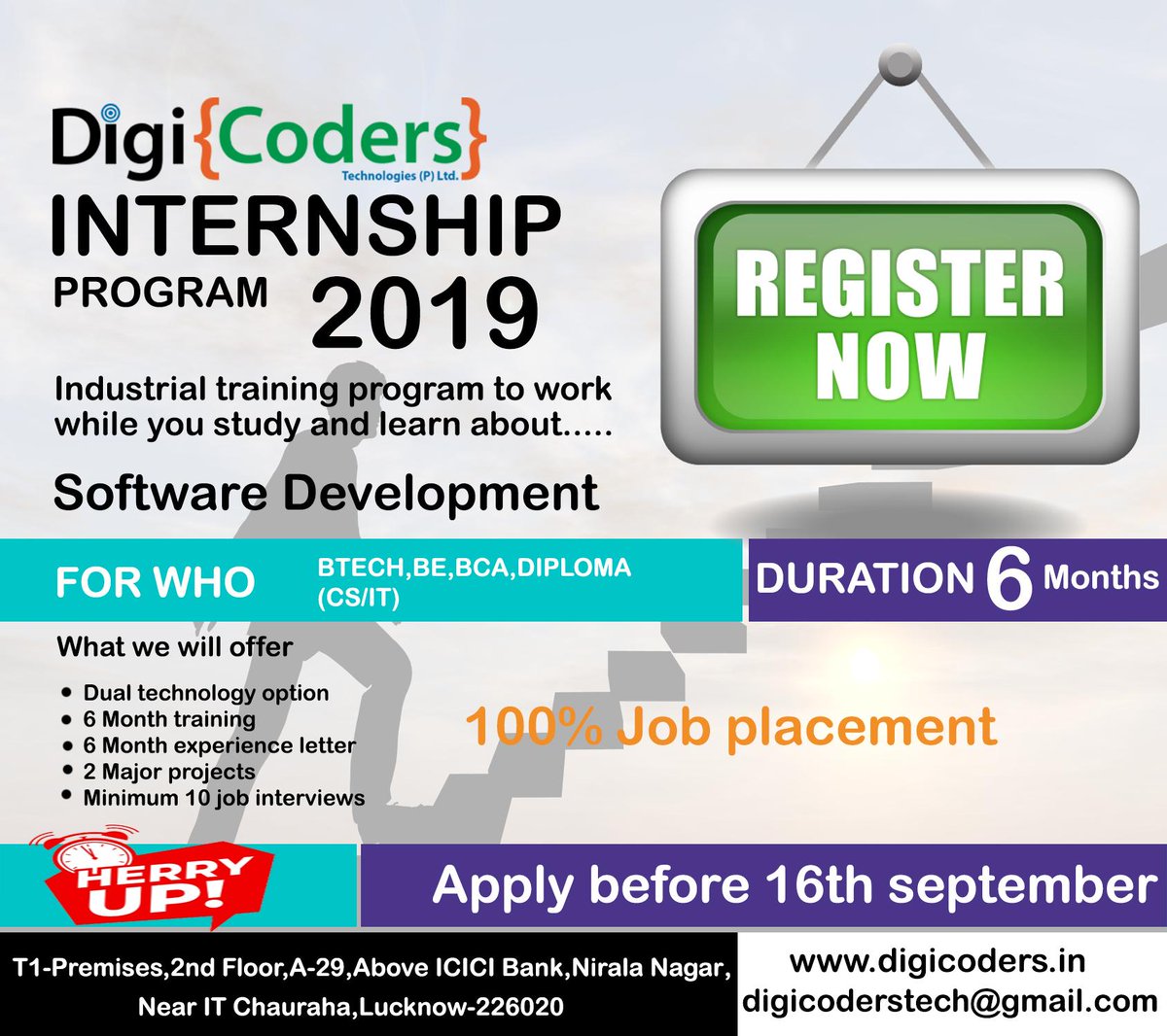 DigiCodersTech's tweet photo. Anyone can #apply in #DigiCoders for #Internship Program by filling the online form at https://t.co/MGfd7aveKs
Receive #Internship_certificate and #100% #job_guarantee.
for more information visit:
https://t.co/v8ohcMqKo0
call us on
9140967607
6394296293
0522-4235604 https://t.co/Sr3kWxJ6Nk