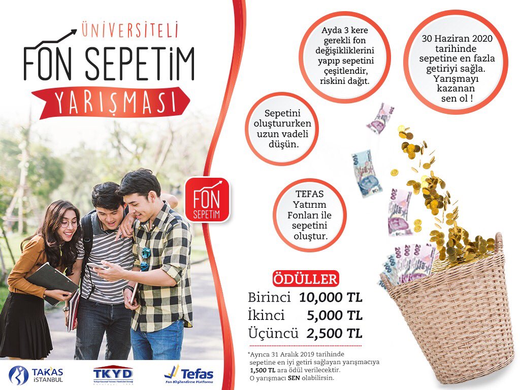 TKYD_1999's tweet photo. 1) Türkiye Kurumsal Yatırımcı Yöneticileri Derneği (TKYD) ve Takasbank işbirliği ile hazırlanan “Üniversiteli Fon Sepetim Yarışması” Başlıyor

“Üniversiteli Fon Sepetim Yarışması”nın amacı, öğrencilere sanal ortamda portföy oluşturma imkanı vererek gençlerimizi uzun vadeli https://t.co/QyKjz4mJHC