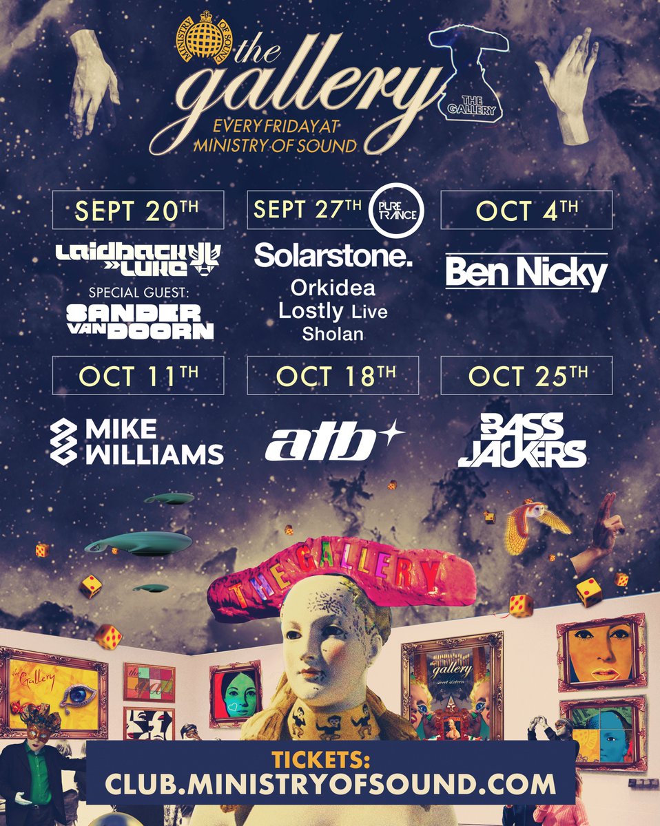 All upcoming in September and October at <a href="/Ministry_Club/">Ministry of Sound Club</a>. 🍸💃🎧