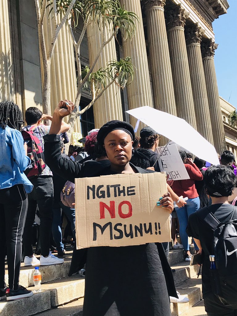 MissMadiba's tweet photo. I said NO msunu!!!
No means NO njandin! ✊🏿

#NoMeansNo
#AmINext
#AmINextProtest #WitsAmINext #EnoughIsEnough #SAShutdown https://t.co/2YpE6wKrE4