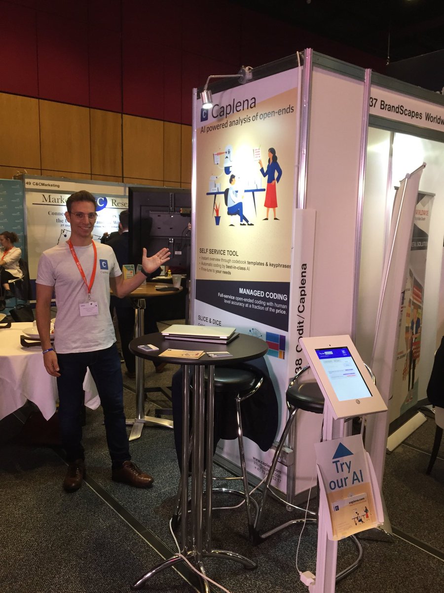 CaplenaCH's tweet image. Check out our stand with interactive demo at #ESOMAR #AIPoweredCoding