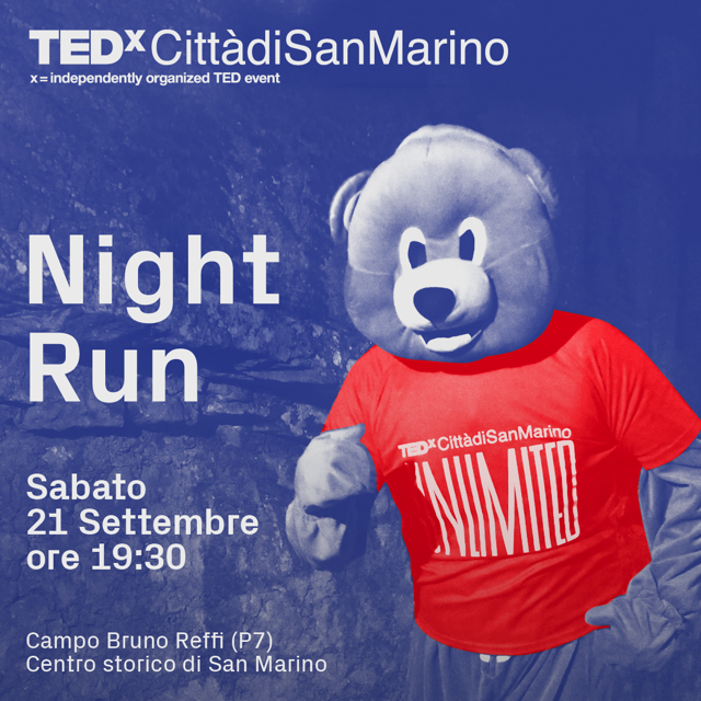 🤩🎉 Squadra che vince.... non si cambia! 🤩🎉

Per il secondo anno consecutivo, vi proponiamo la nostra affascinante Night Run lungo le vie del Centro Storico di San Marino, in collaborazione con <a href="/TrackandFieldSM/">Track&FieldSanMarino</a>.

#TEDxCdSanMarino #UNLIMITEDxSM