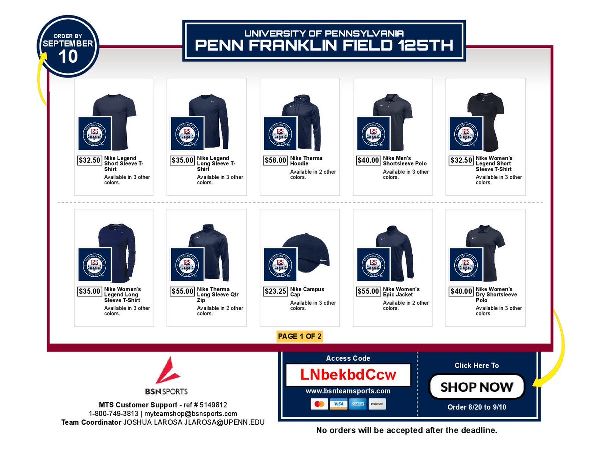 Penn Quakers On Twitter Order Official Franklinfield125 Nike Gear And Show Your Support For America S Most Historic College Football Venue Https T Co Uofrp38b9d Https T Co Qwt6plfp2c