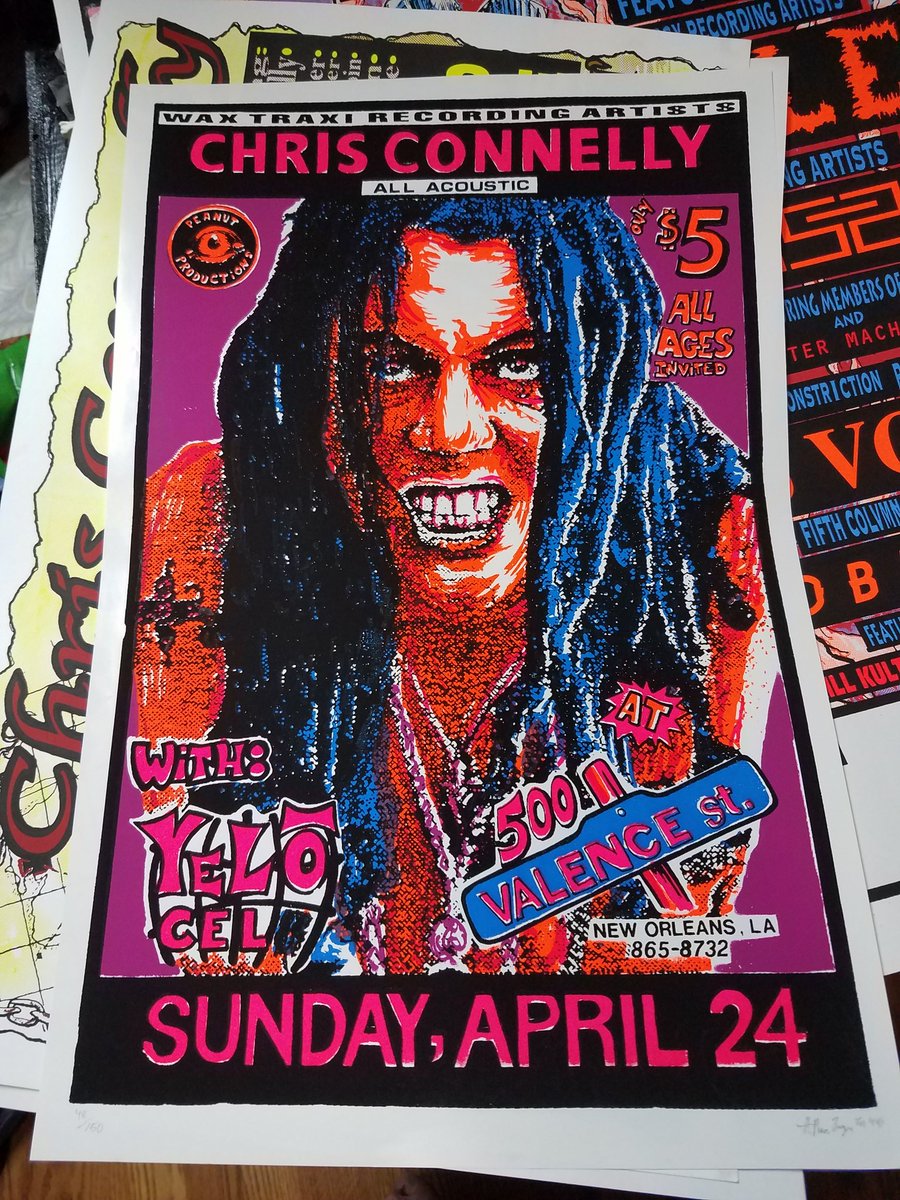allenjaeger's tweet photo. Another old one i found 1995 CHRIS CONNELLY show with yel-o-cel new Orleans at 500 valence st. Towards to end of wax trax #allenjaegerart #concertposters #chrisconnelly https://t.co/99mzBUafoo