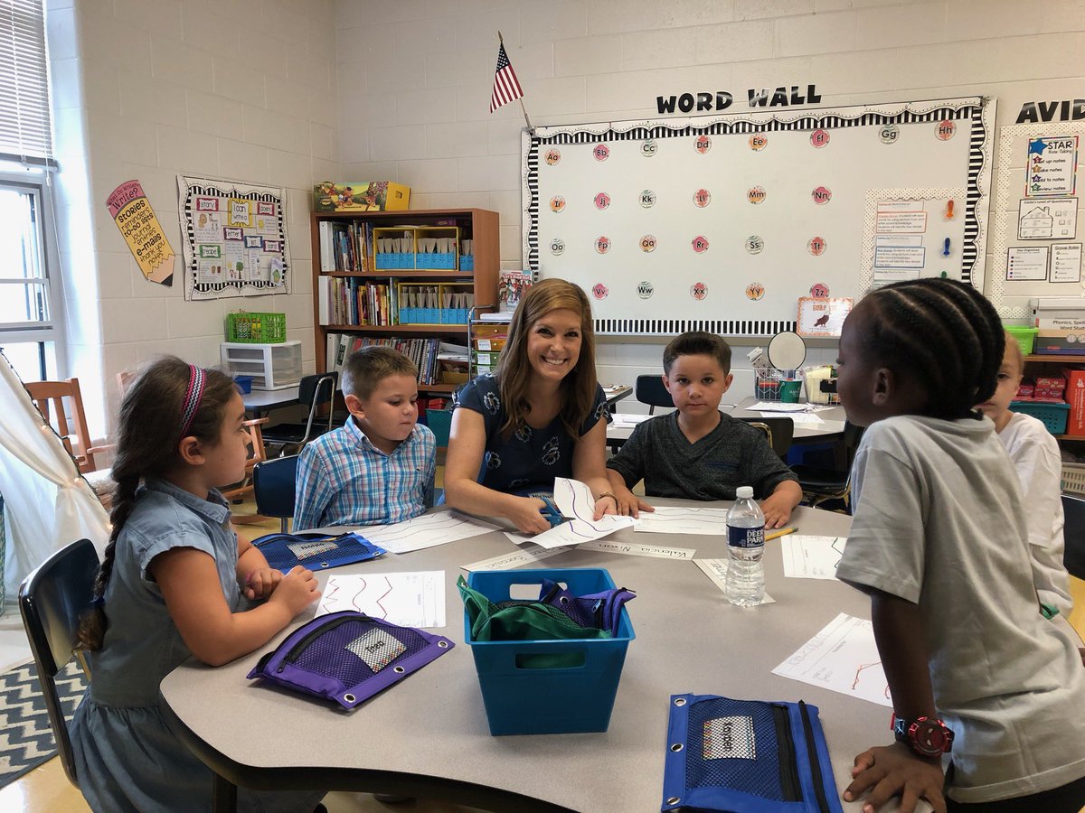 PPES Primary Lead Teacher @MsDalseysKinder modeling and guiding her newest Kindergarten students through their The Kissing Hand follow-up work. A PPES Star Educator loving her work! #AACPSBack2Awesome <a href="/AACountySchools/">AACPS</a>
