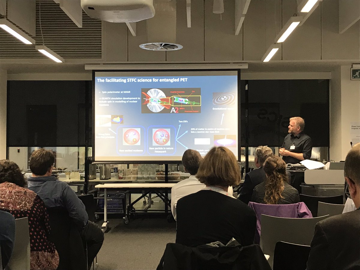 STFC_CDN's tweet photo. Daniel Watts presents the research of his team at York University utilising quantum entanglement in PET imaging #CDNLaunch https://t.co/SjqpKSXlu1