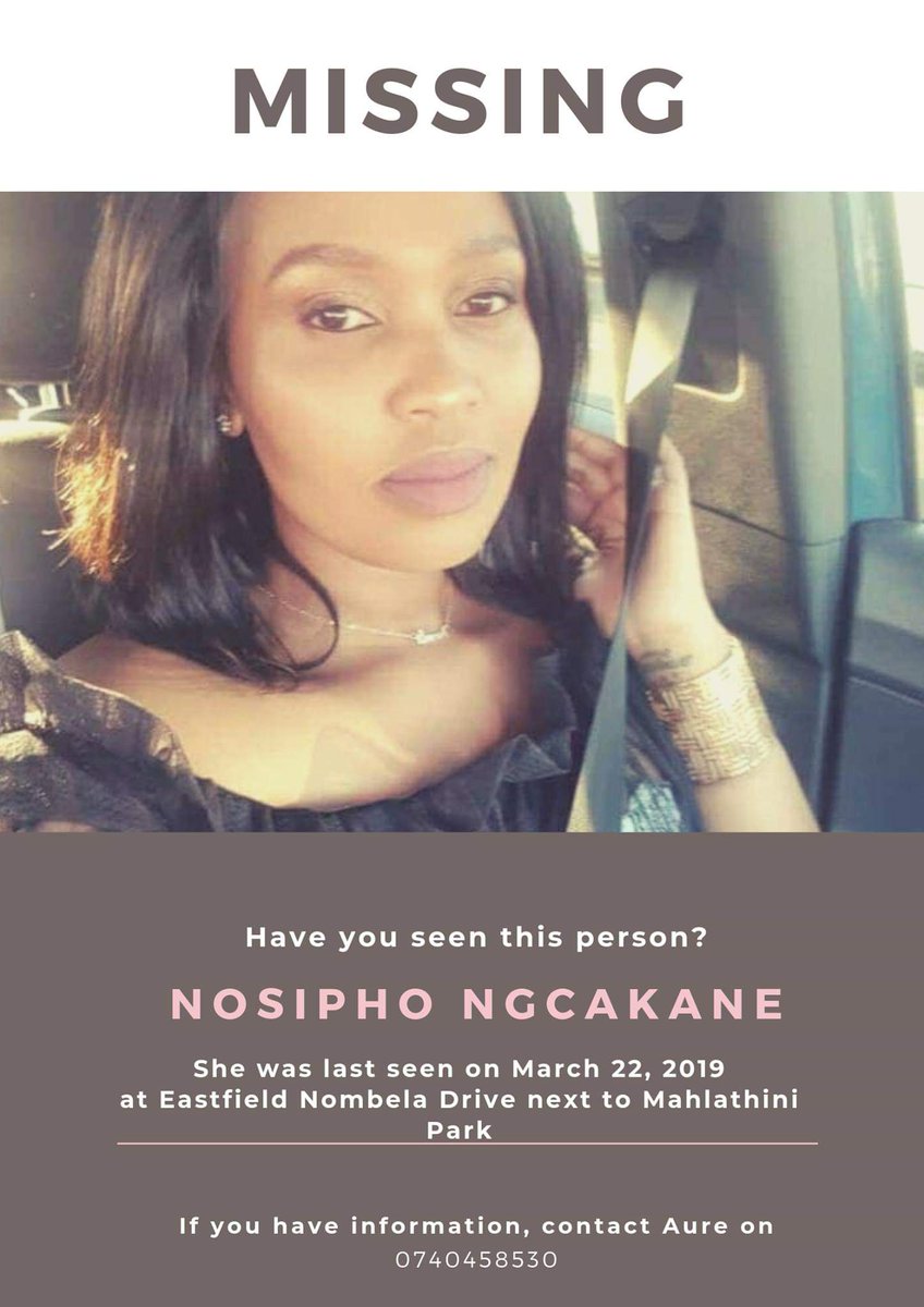 Today marks 171 days since #NosiphoNgcakane was last seen

Please like the Facebook Page Help Us Find Nosipho to know how you can assist us in raising more awareness on this. 

#HelpUsFindNosipho #MissingPerson #GBV #AmINext