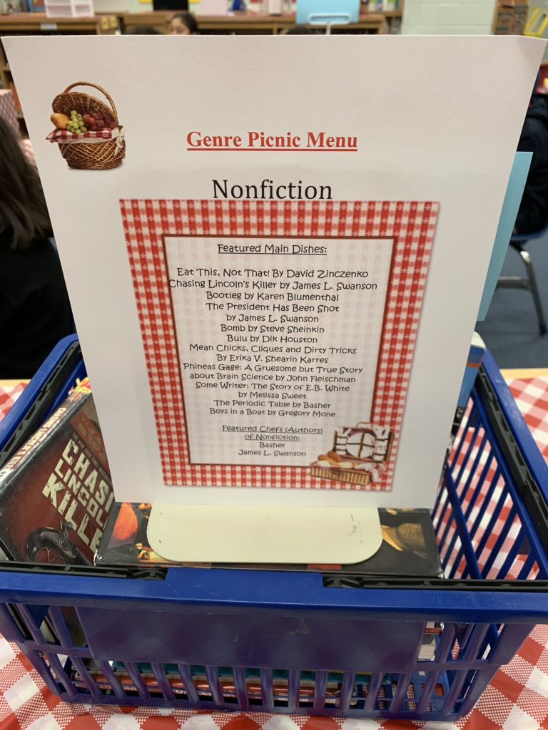 Ms. Wenzel (@wenzelkapwcsed1) on Twitter photo Getting ready for our Genre “Picnic” as inspiratyfor our 25/30/40 Book Challenge!! @DerraBanks <a href="/Porter_TS/">Porter Traditional</a> #PorterPatriots Getting ready for our Genre “Picnic” as inspiratyfor our 25/30/40 Book Challenge!! @DerraBanks <a href="/Porter_TS/">Porter Traditional</a> #PorterPatriots