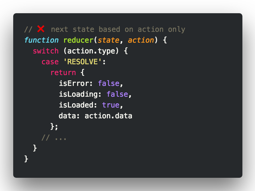 Reducer with next state based on action only