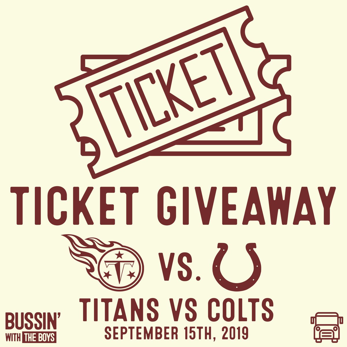 We're giving away 2 tickets to the Titans-Colts game on Sunday! 

Here's how to enter ⤵️

1) Follow us (obviously) 
2) Like and retweet this post
3) Tag the person you would take to the game

The winner will be announced Wednesday at 8PM