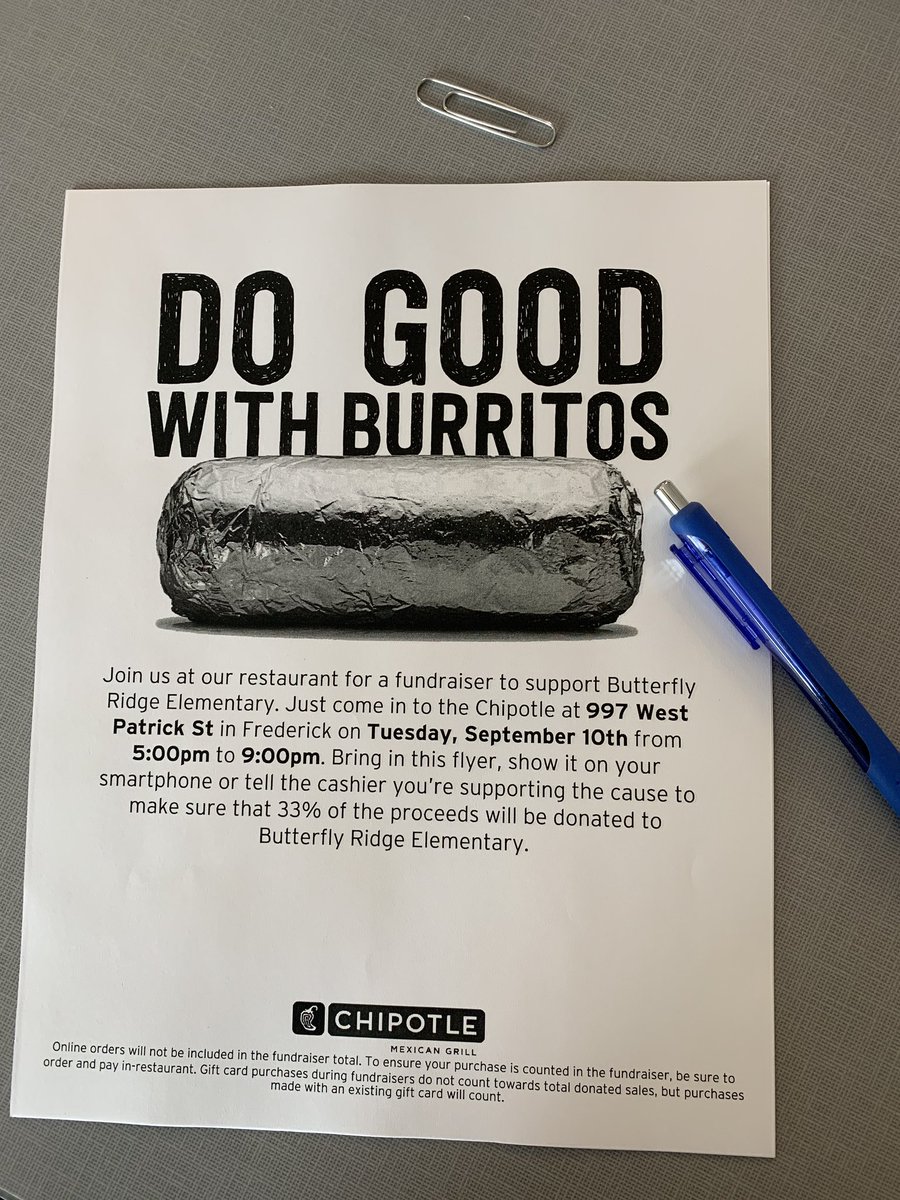Keyser_BRES's tweet photo. Join us tomorrow September 10 for a @ChipotleTweets fundraiser! 5:00-9:00PM #bres #fundraising https://t.co/6nuxuBhU0I