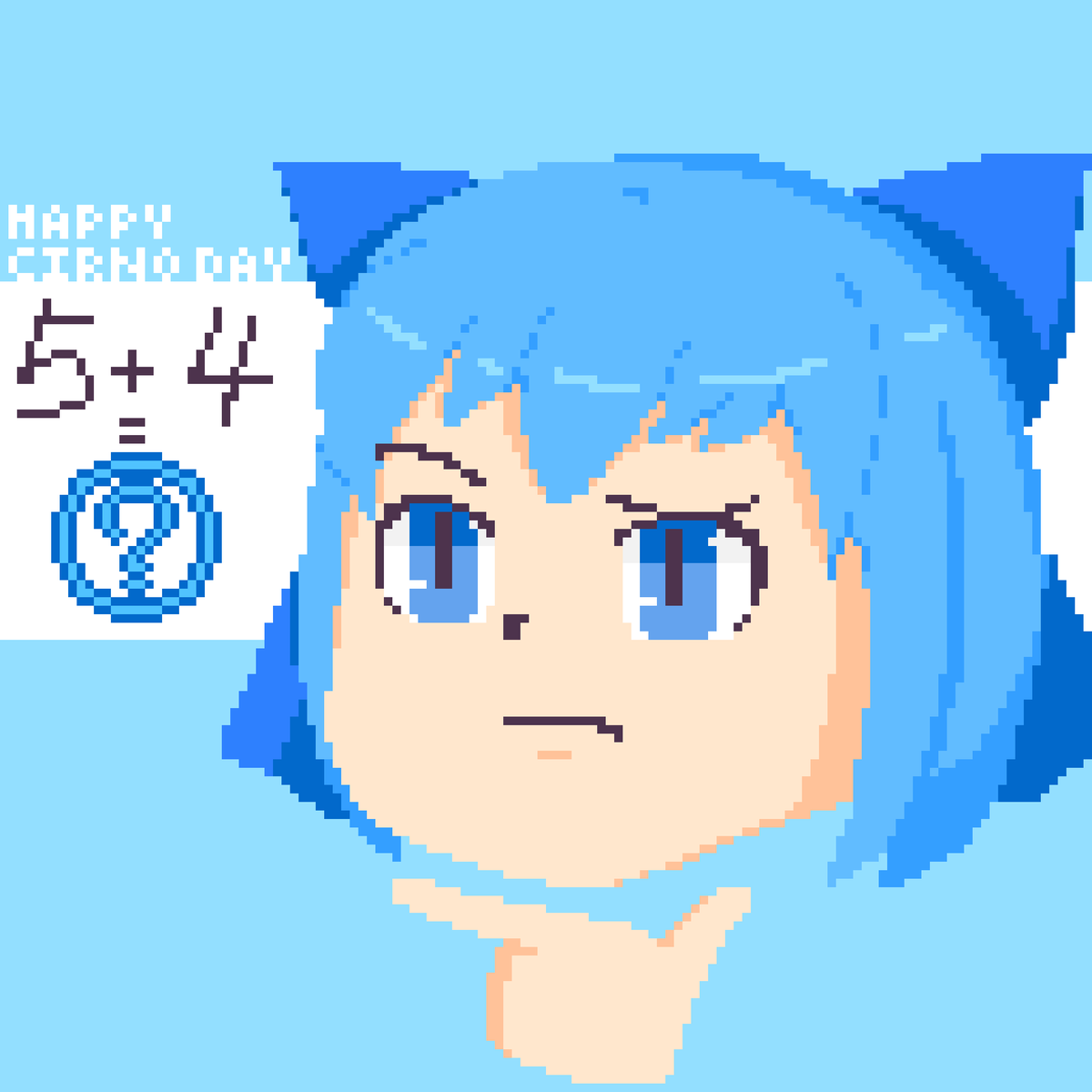 C4tB0t's tweet photo. What is the answer?? :thinking:
#CirnoDay #9月9日はチルノの日 #dotpict https://t.co/PQDytCTz6W