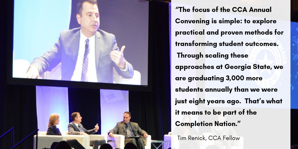 CompleteCollege's tweet photo. Institutions like @GeorgiaStateU have seen real, game-changing results from their commitment to scaling what works. Join the #CompletionNation of impatient reformers like #CCAFellow @tim_renick at the 2019 Annual Convening. Register today: https://t.co/u7bw3U8GRj https://t.co/GavuEr2BKE