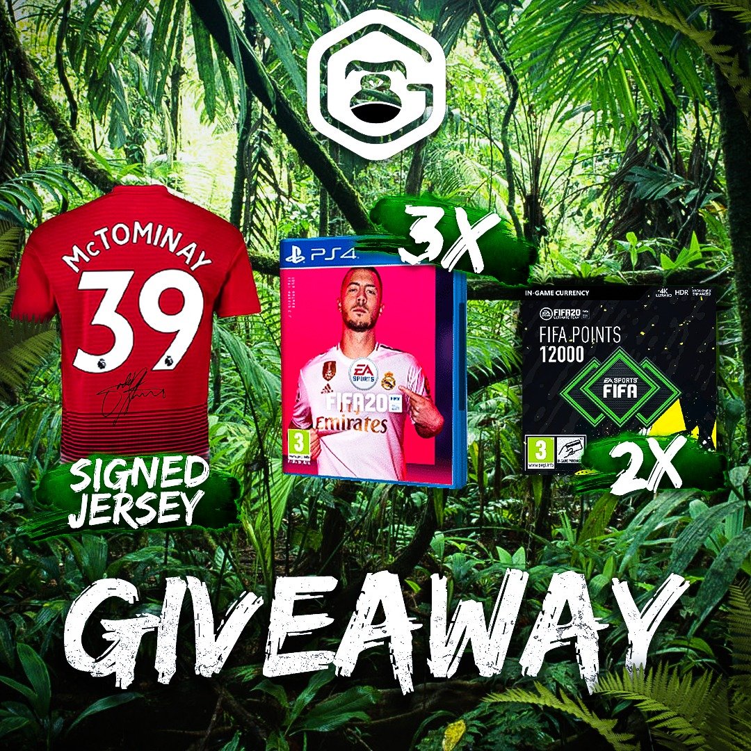 Huge_Gorilla's tweet image. GIVEAWAY TIME!!

- 1 Signed Scott McTominay Jersey 👕
- 3 PS4 Copies of #FIFA20 ⚽️
- 2 x 12000 FIFA Points ( PS4 or XB1 ) 💰

To enter make sure you do the following....

Follow me on Twitter
RT this tweet
Follow me on Instagram - instagram.com/ahugegorilla

Ends 14th September! 👍