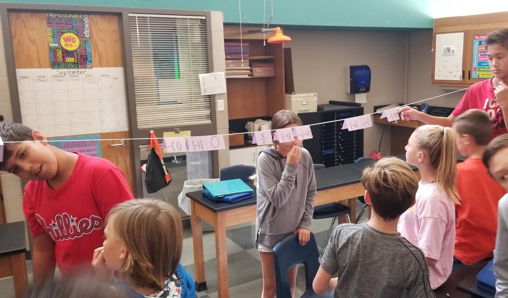 cgingrich529's tweet photo. Sixth grade practicing ordering and comparing opposites and absolute values of integers on a clothesline. #MakeEmMove #stp #silverteampride #LDMS #falconpride #mathmatters #math #pacommoncoremath #makemathfun https://t.co/XnnOwjMqNB