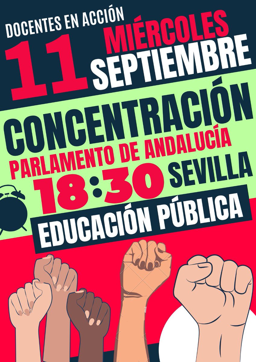 Una vez Docentes en Acción estará presente en la concentración para defender la Educación Pública 100% <a href="/MareaVerde_SE/">Marea Verde Sevilla💚</a> <a href="/fampasevilla/">Fampa Sevilla. “Nueva Escuela”</a> <a href="/escuelasdecalor/">Escuelas de Calor</a> <a href="/juntxs_sumamos/">Juntxs Sumamos</a> <a href="/ParlamentoAnd/">Parlamento Andalucía</a> <a href="/Todoporprimaria/">Especialista de primaria</a>