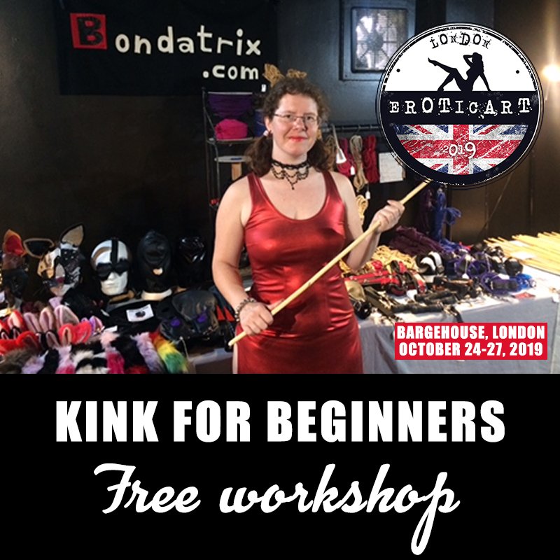EroticArtExp's tweet photo. KINK FOR BEGINNERS FREE WORKSHOP @Bondatrix  
Curious about kink but unsure where to start? 

Sat 26 Oct 1pm

Bookings: info@eroticartexhibition.com

#kink #dominatrix #bondage  #submission #Kane #kinky #erotic #eroticworkshop #bondageworkshop #kinkworkshop #eroticart #erotic https://t.co/8fwoMeXpo0