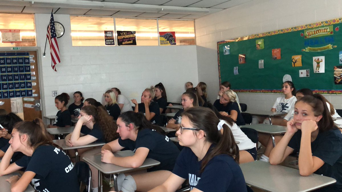 VolleyballForge's tweet photo. A little team bonding time! Watching the movie Miracle. Being a team player is so important there is no I in team 😊 #goblue #PatriotsNation #ladypatriots #teambondingtime https://t.co/TN9yRMEegg
