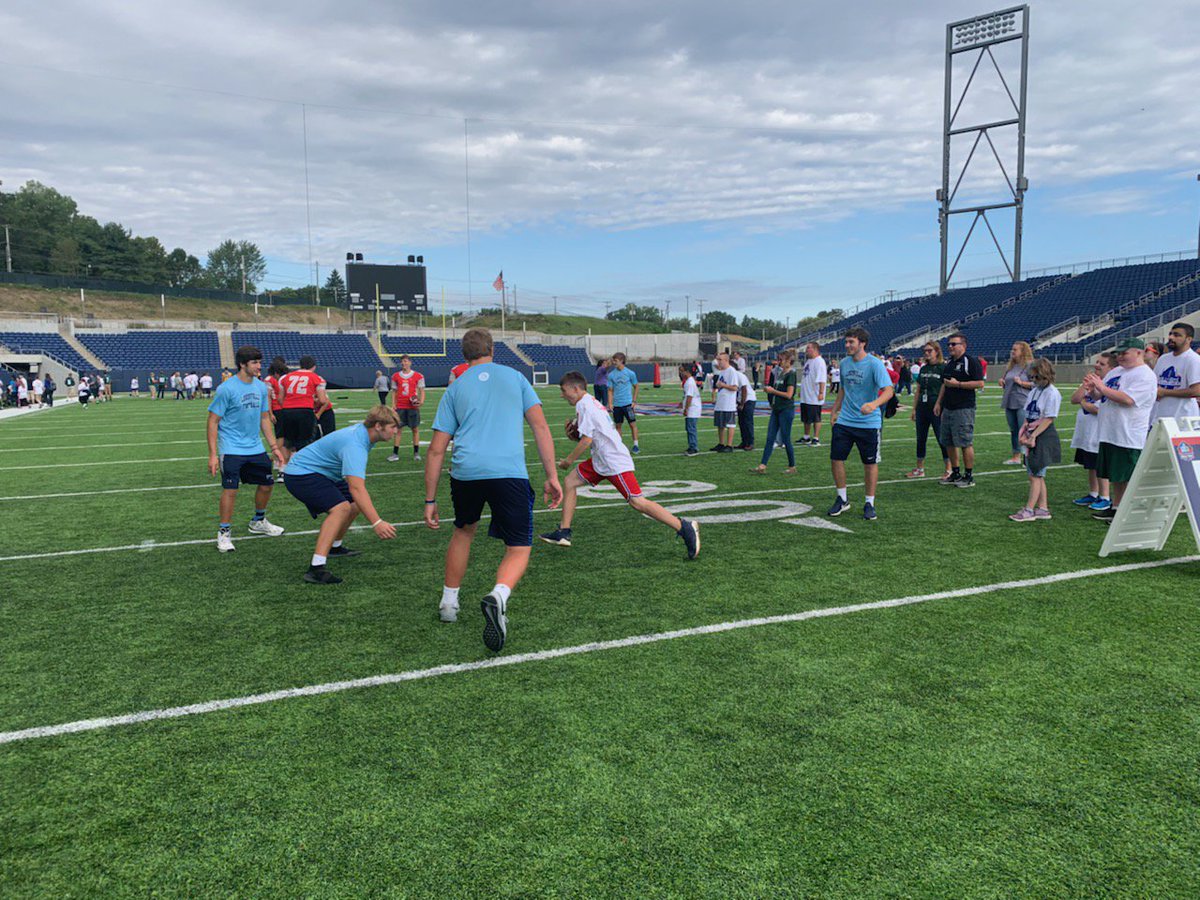 DclubT's tweet photo. This morning @leopard_nation football captains spent the morning @ProFootballHOF having fun.  Play Makers brings special needs students from across Stark Co to play football with Local High School players. The Louisville Community was well represented today. https://t.co/Uo1XHzcTGs