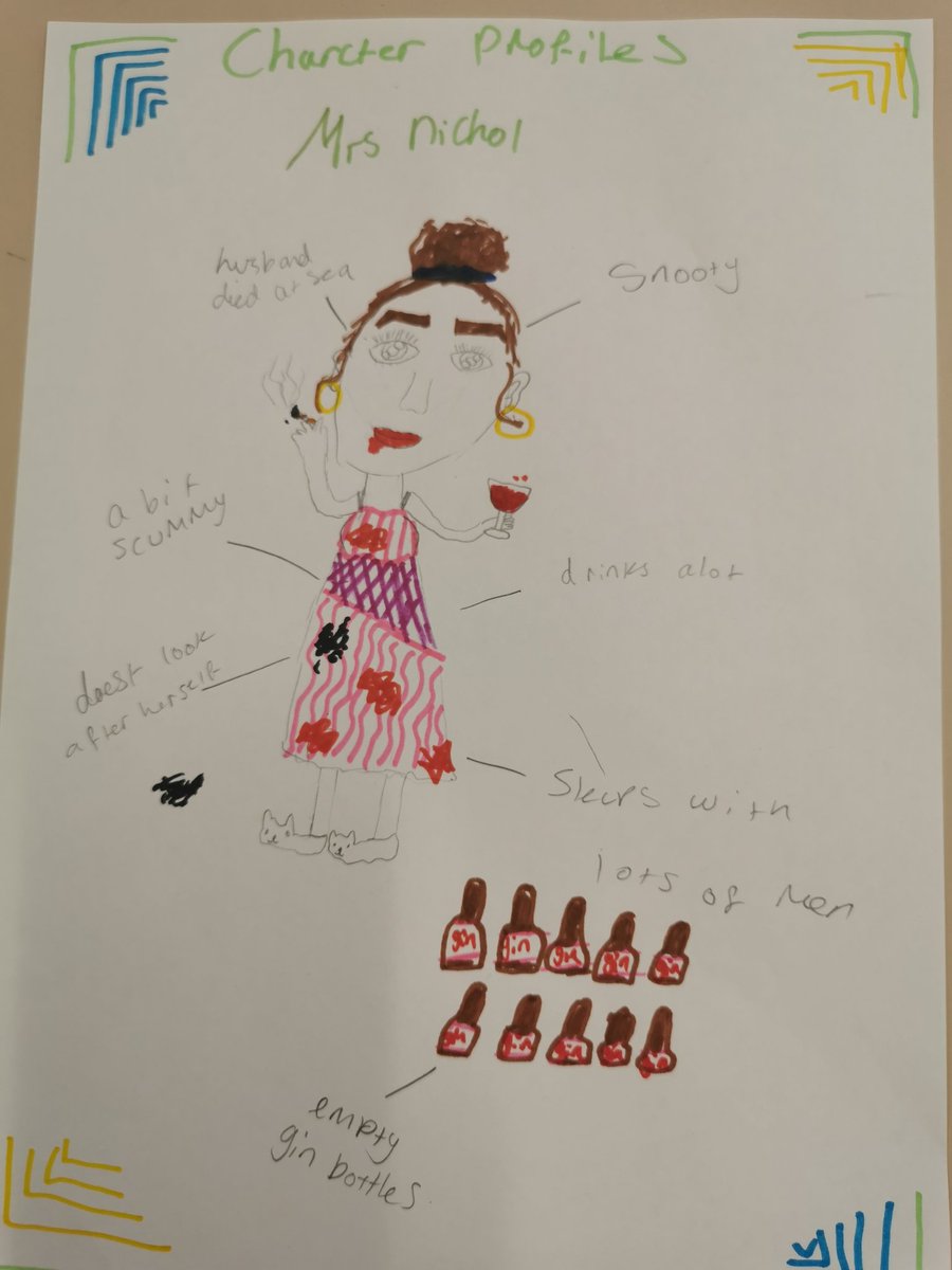 AnnaGrantENG's tweet image. I can't stop giggling at this. Mrs Nichols is living her very best life (until she get blown up in her bed). Thank you Phoebe in 2DB, this has been my favourite thing about today. #themachinegunners #childrensliterature