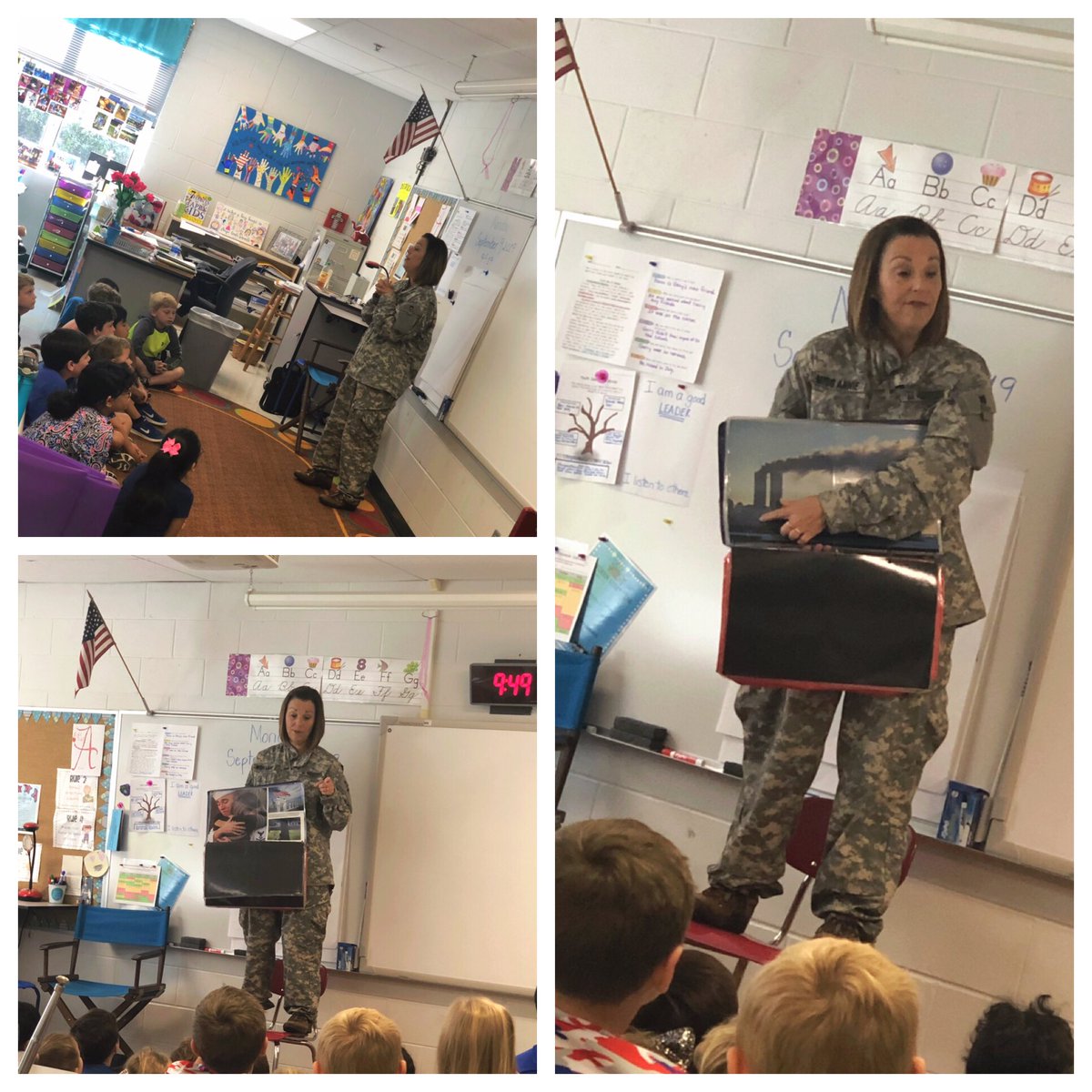 TinkTinkEDU's tweet photo. Ms. Dedrick’s and Ms. Crocker’s @vhelpk5 students enjoy a presentation by Miss Annie...Remembering September 11, 2001 @vhcschools #powerfuldiscussions https://t.co/95dd5TOYk4