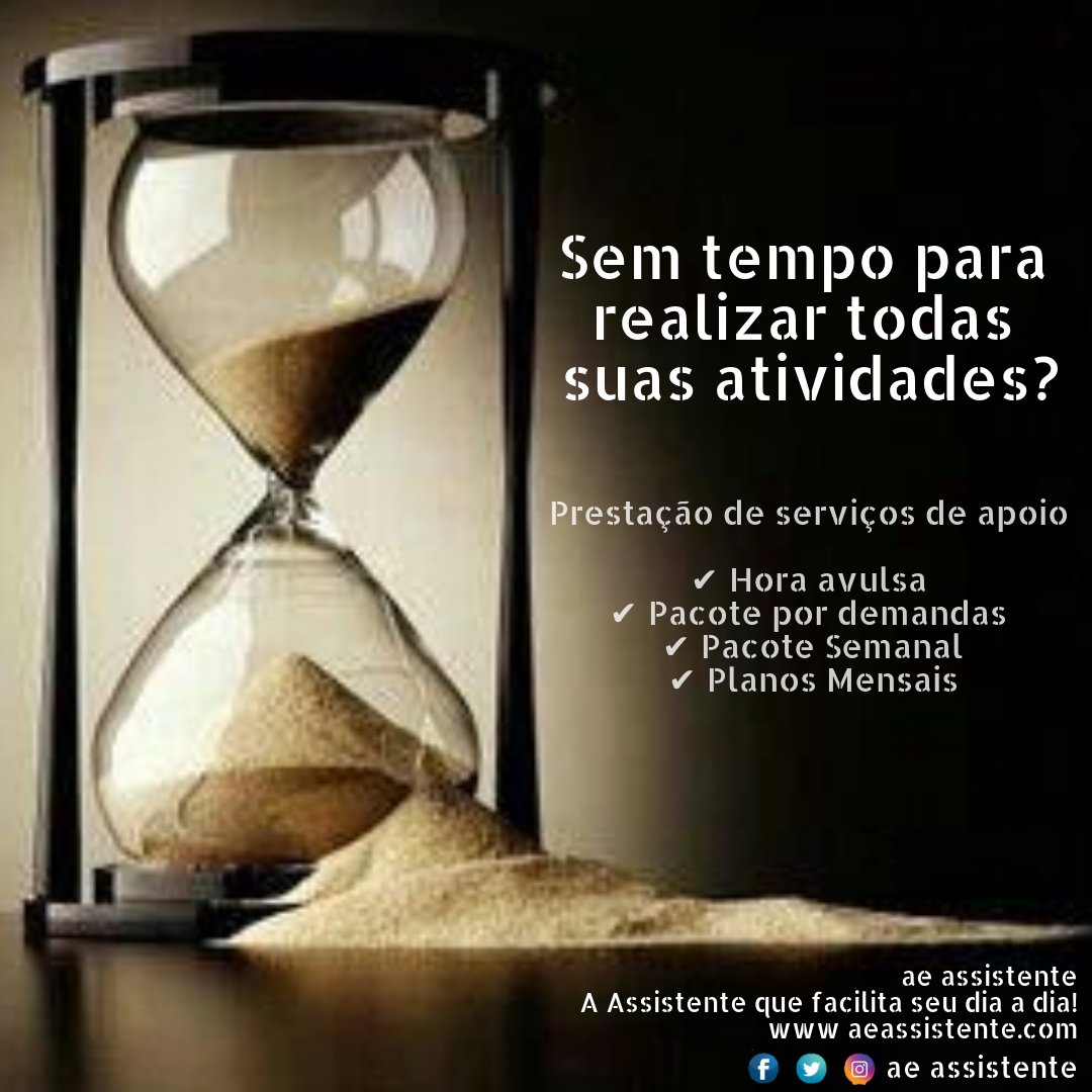 aeassistente's tweet photo. Sem tempo para realizar todas suas atividades?
Prestação de serviços de apoio 

✔ Hora avulsa 
✔ Pacote por demandas 
✔ Pacote Semanal
✔ Planos Mensais

ae assistente
A Assistente que facilita seu dia a dia!
https://t.co/xjenazTcRR 
https://t.co/ulEVBvIlDC https://t.co/xpKYOpqvlj