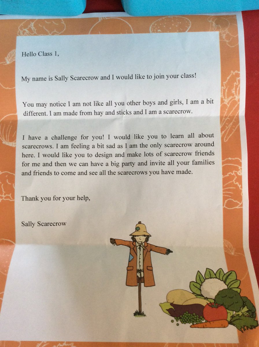 Such an exciting day in Class 1. A scarecrow has arrived with a special challenge for us! <a href="/BrewoodStMarys/">St Mary's Brewood</a>