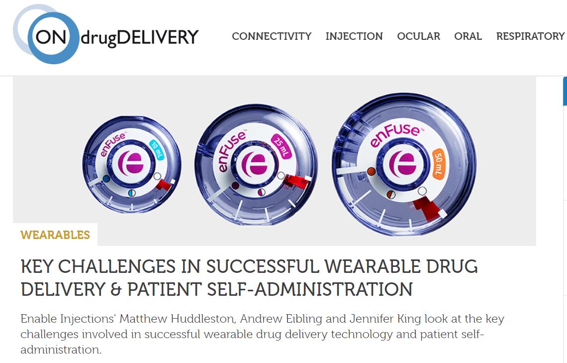EnableInjection's tweet photo. A look at KEY CHALLENGES IN SUCCESSFUL WEARABLE DRUG DELIVERY & PATIENT SELF-ADMINISTRATION, new article by Enable Injections featured in @OnDrugDelivery 100th issue at https://t.co/VCFtbNlU82 #enFuse #infusor https://t.co/8up5KNYtzc