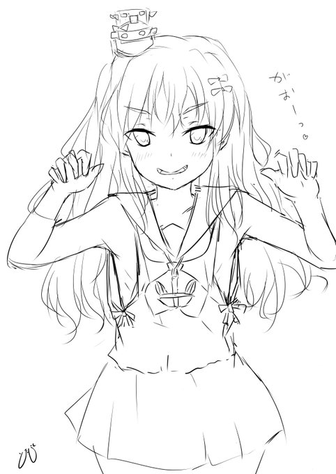 グレカーレちゃんのキャラをいまいち掴みきれてないラフ(›'ω`‹ ) 