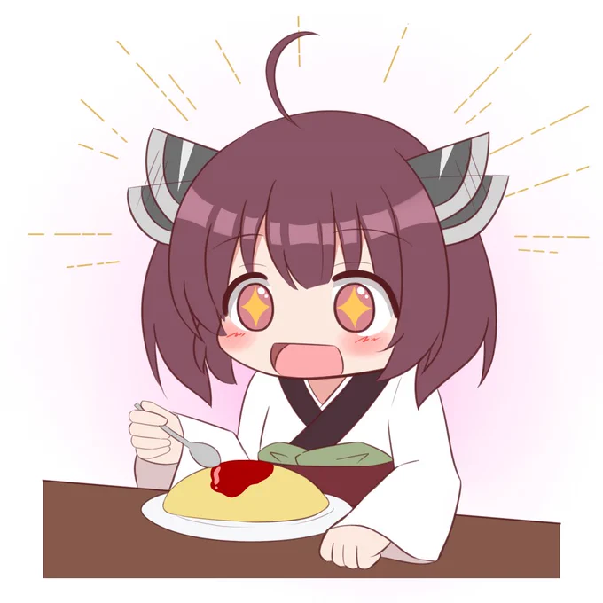 オムライスに興奮するきりたん 