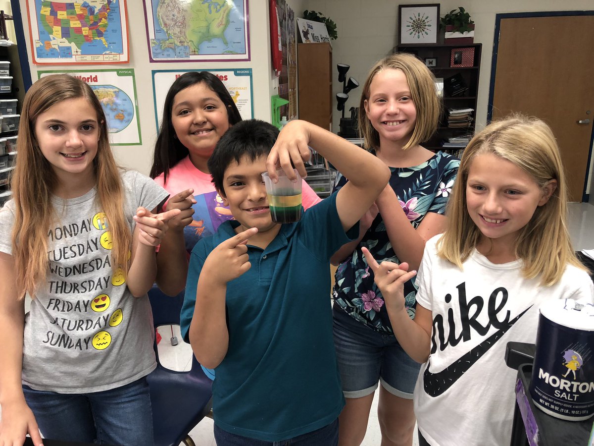 6thsciencedis's tweet photo. In 5th grade science, we are working on understanding concepts about density! We made a density tower today! We are LOVEING this liquid layer experiment! #liquiddensity #density #DISjourney https://t.co/C3RaZs3mCv