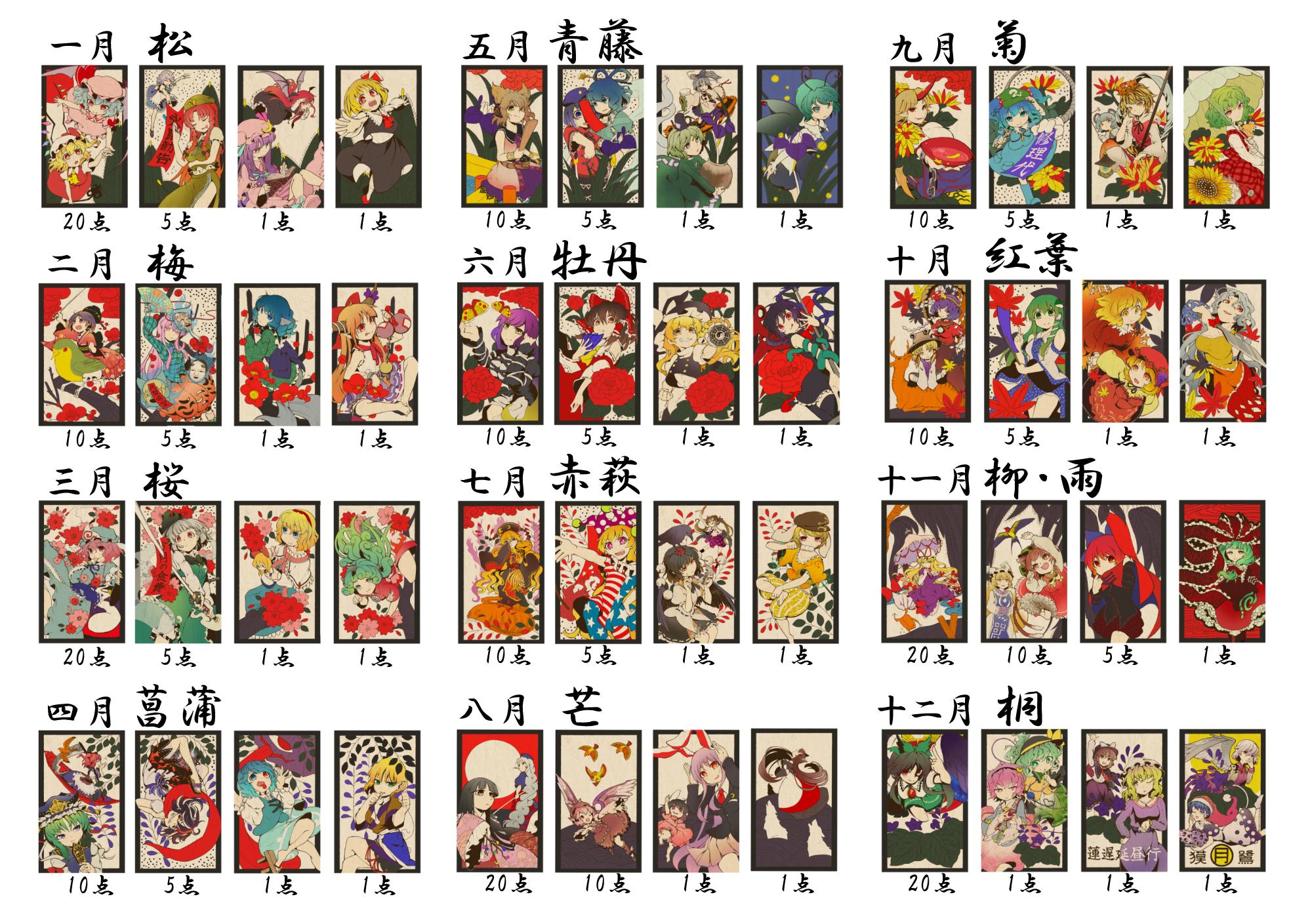 畑みかん 札一覧と役一覧 こいこいの時 置いときます 畑みかん 札一覧と役一覧 こいこいの時 置いときます
