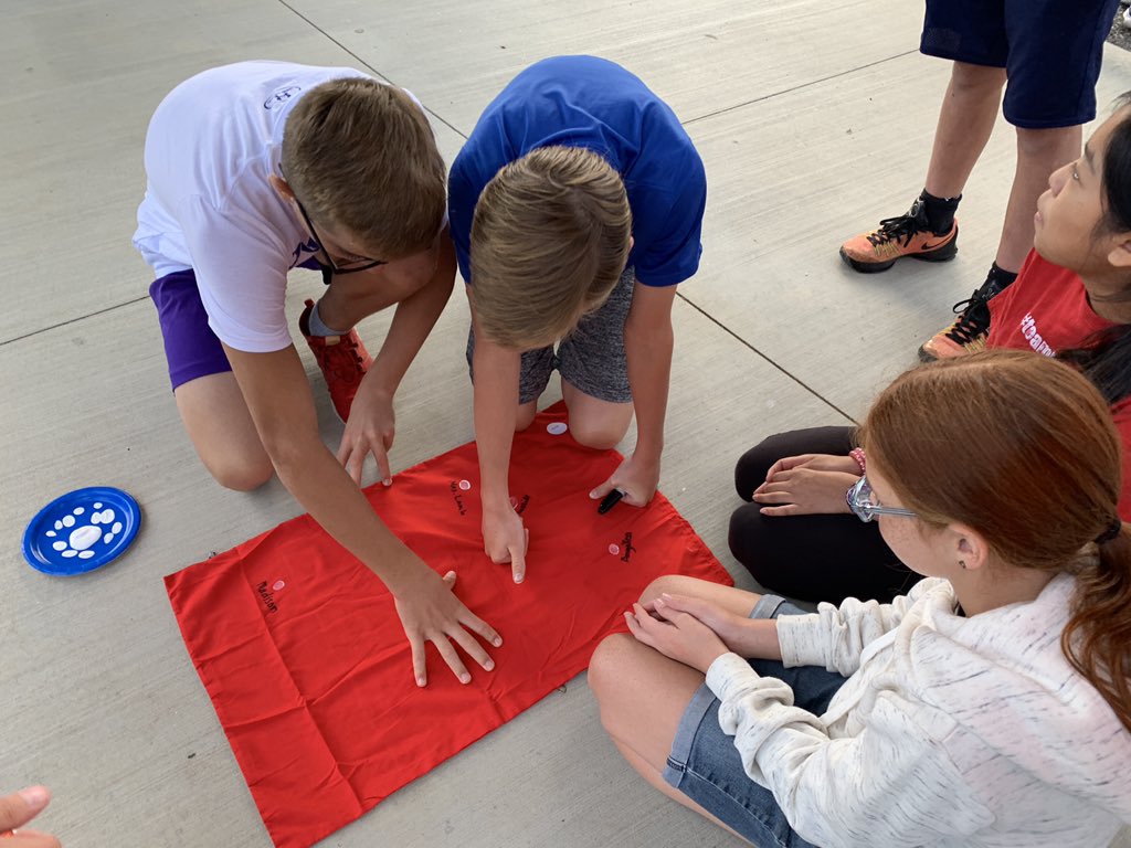 RCEMiddle's tweet photo. Students on #teamprowess❤️ were creating new #PantherHuddle🐾 flags this morning to kick off the new school year! #teamrce🐾 #loveourstudents💜 https://t.co/PeniBWVOHS