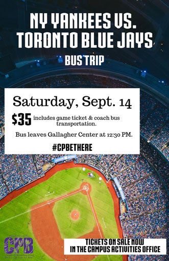 There’s still tickets available for this Saturday’s bus trip! Purchase your tickets in Campus Activities! ⚾️