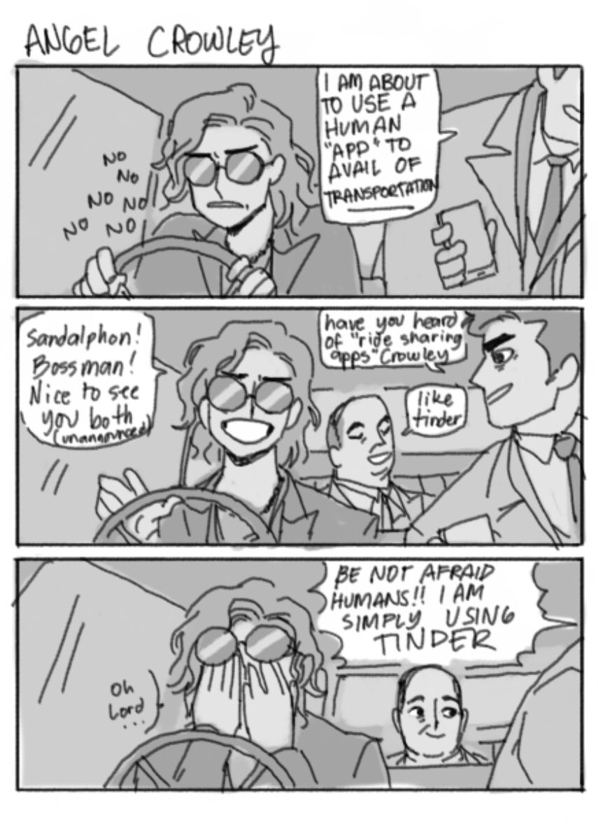 ssoonerly's tweet photo. this is technically a reverse au but its really more like a side swap #GoodOmens https://t.co/VwAwvOdDIf