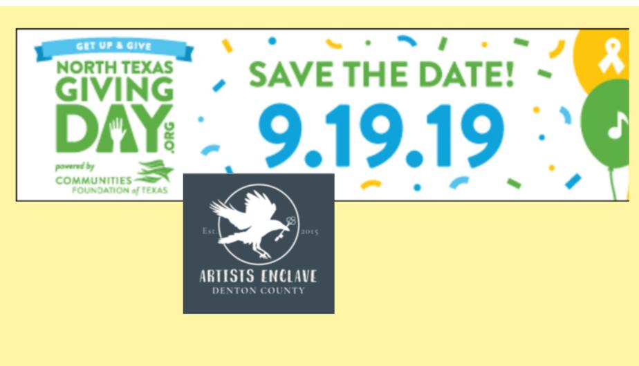 dentonenclave's tweet photo. Today is the FIRST day you can schedule your North Texas Giving Day donation for so many amazing nonprofits in Denton, County including Artists Enclave. Just visit 

https://t.co/shQjcKieb6 https://t.co/QjHNAD3lM4