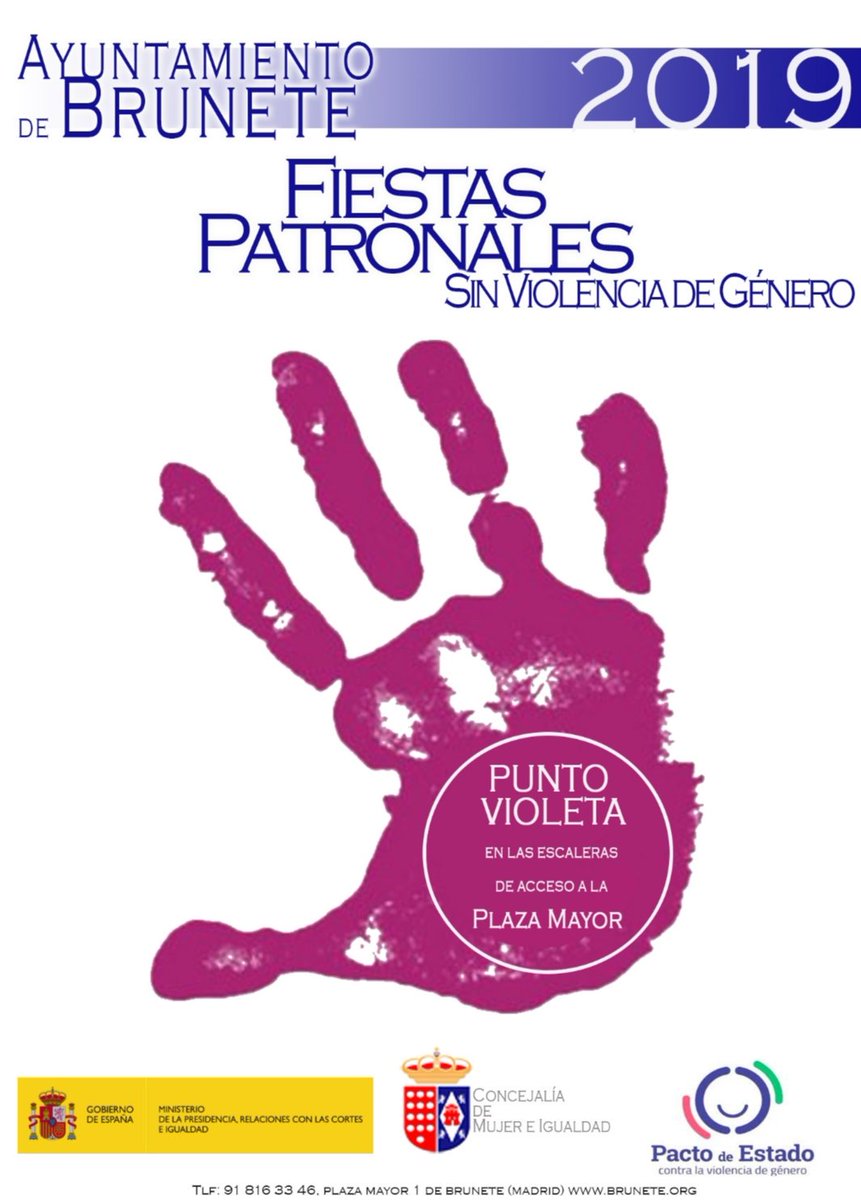 AytoBrunete's tweet photo. @AytoBrunete informa: durante las Fiestas Patronales #Brunete instala, por primera vez, un #PuntoVioleta contra la  #ViolenciaMachista 
  🧭 Junto a escaleras de acceso a Pza. Mayor.

#BruneteSientelo 
#BruneteEnFiestas https://t.co/uojHSGBYM5