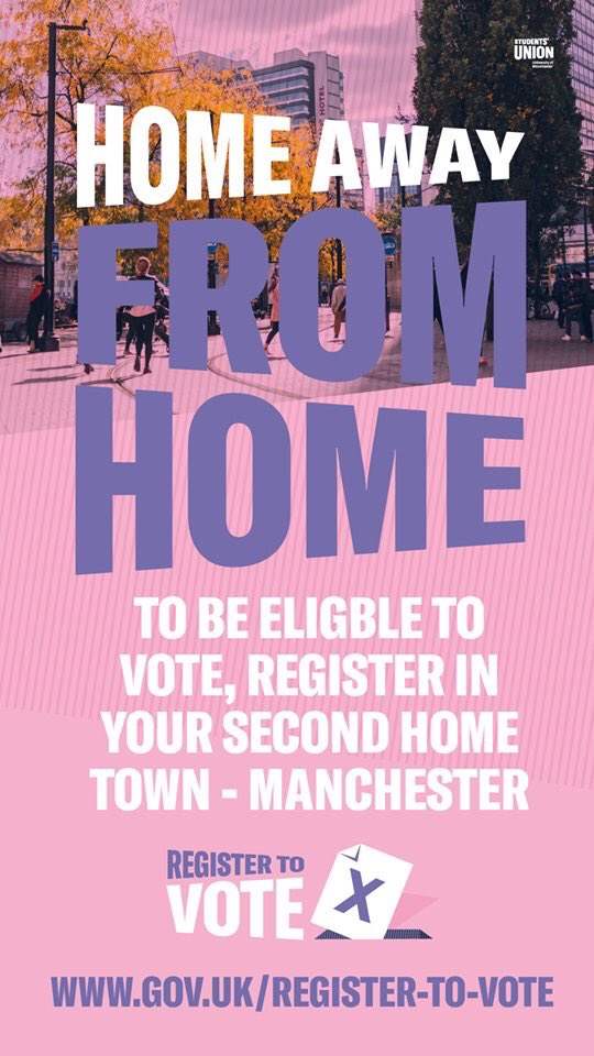 📣 REGISTER TO VOTE 📣
A general election may very well come soon... If you're new to Manchester, or have recently changed address, make sure you're registered to vote pals! Visit gov.uk/register-to-vo… 🗳🗳🗳