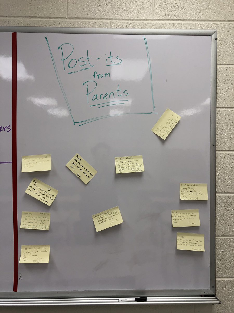 TheyCallMeMrJ's tweet photo. On Back to School Night parents wrote notes of encouragement for students on our Post-It from Parents board. Now students respond by leaving positive notes of encouragement for all students through Positive Post-Its from Peers! #gottalovealliteration #positiveminds https://t.co/fnB0oa5adj