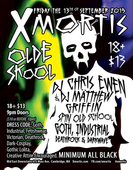 Xmortis Olde Skool is THIS FRIDAY the 13th!
DJ Chris Ewen &amp; DJ Mätthew Griffin spin Old School Goth, Industrial, Deathrock, &amp; Darkwave!
Visiting Vendor, Sugar Pan!c

facebook.com/events/2570448…