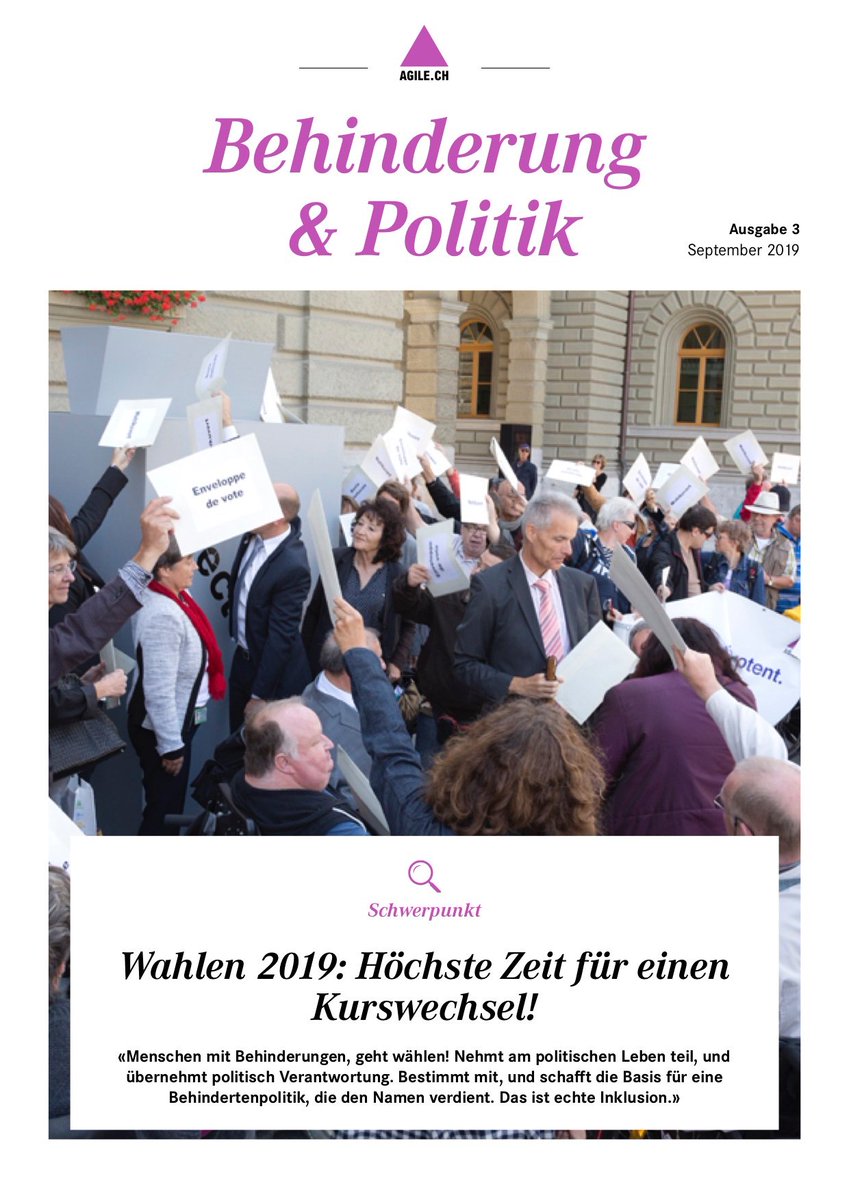 Wahlen 2019: Höchste Zeit für einen Kurswechsel!
«Menschen mit Behinderungen, geht wählen! Nehmt am politischen Leben teil, und übernehmt politisch Verantwortung. Das ist echte Inklusion.»

docs.wixstatic.com/ugd/3b62ac_797…