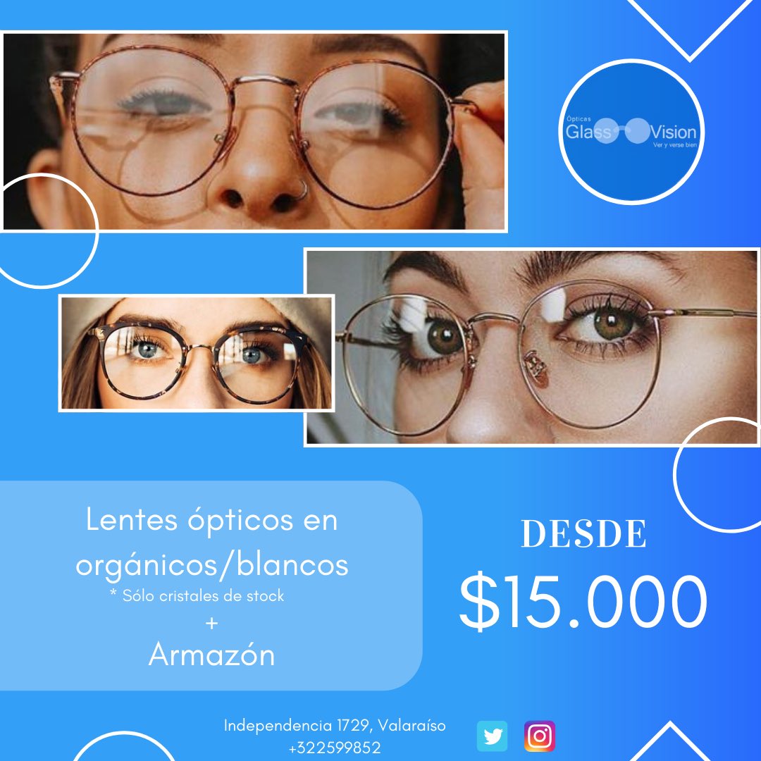glass_vision's tweet photo. Gente hermosa, tenemos nueva promoción 😍👓 Lentes ópticos orgánicos/blancos (sólo cristales en stock) + armazón DESDE $15.000 👈🏼😎 ¿ Que esperas para venir por los tuyos ? 😏 
#opticaglassvision #opticavalparaiso #lentesopticos #lentesdesol #glasses https://t.co/QNT0Hd8DCl