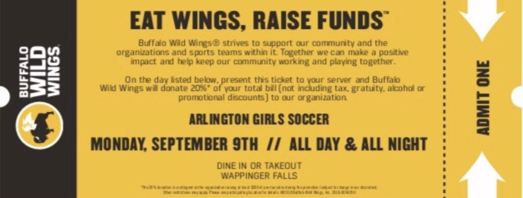Come support Arlington Girls Soccer tonight at Buffalo Wild Wings!!!! Just eat - enjoy - and mention our program to help donate!!

<a href="/ahsgirls_soccer/">AHS Girls Soccer</a> <a href="/AHSAdmiral_Al/">Go Admirals</a>