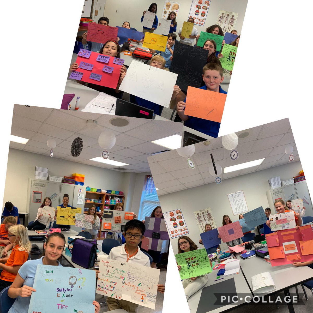 6th Grade Healthcare Science added anti-bullying posters to their backpacks as globally and culturally competent citizens! #Ramsey_MS #allin