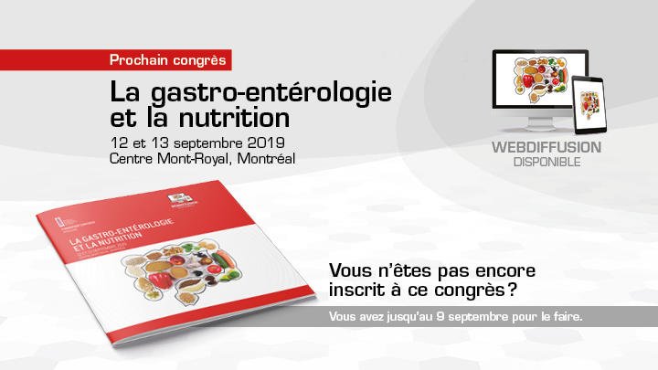 Dernier jour pour vous inscrire au congrès sur la gastro-entérologie et la nutrition qui aura lieu au Centre Mont-Royal, à Montréal, jeudi et vendredi. On vous y attend en grand nombre. #congrès #formationFMOQ #Gastro