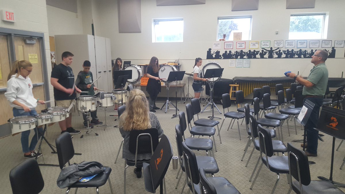 HoernkeMark's tweet photo. PHS percussion section practicing for their fall performances.  #poynettepride https://t.co/wS993w4cNy